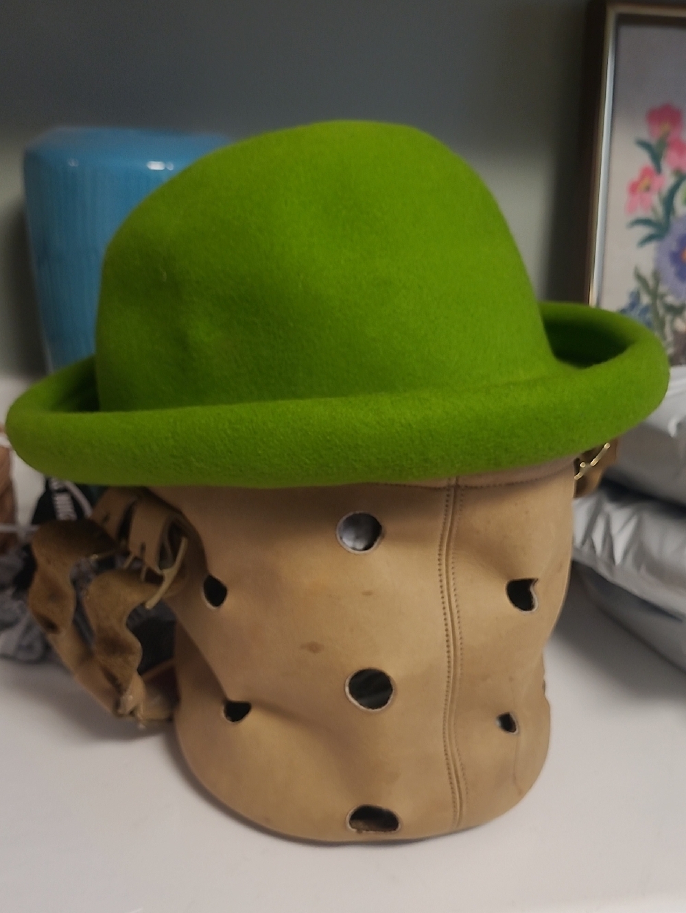 Women's Vintage Arlin Lime Green Rolled Wool Hat